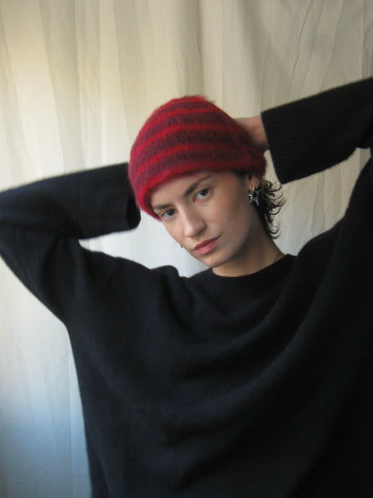 Red wine with red stripes beanie