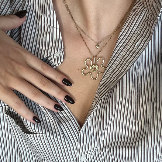 Halsband, Retro flower - Guld