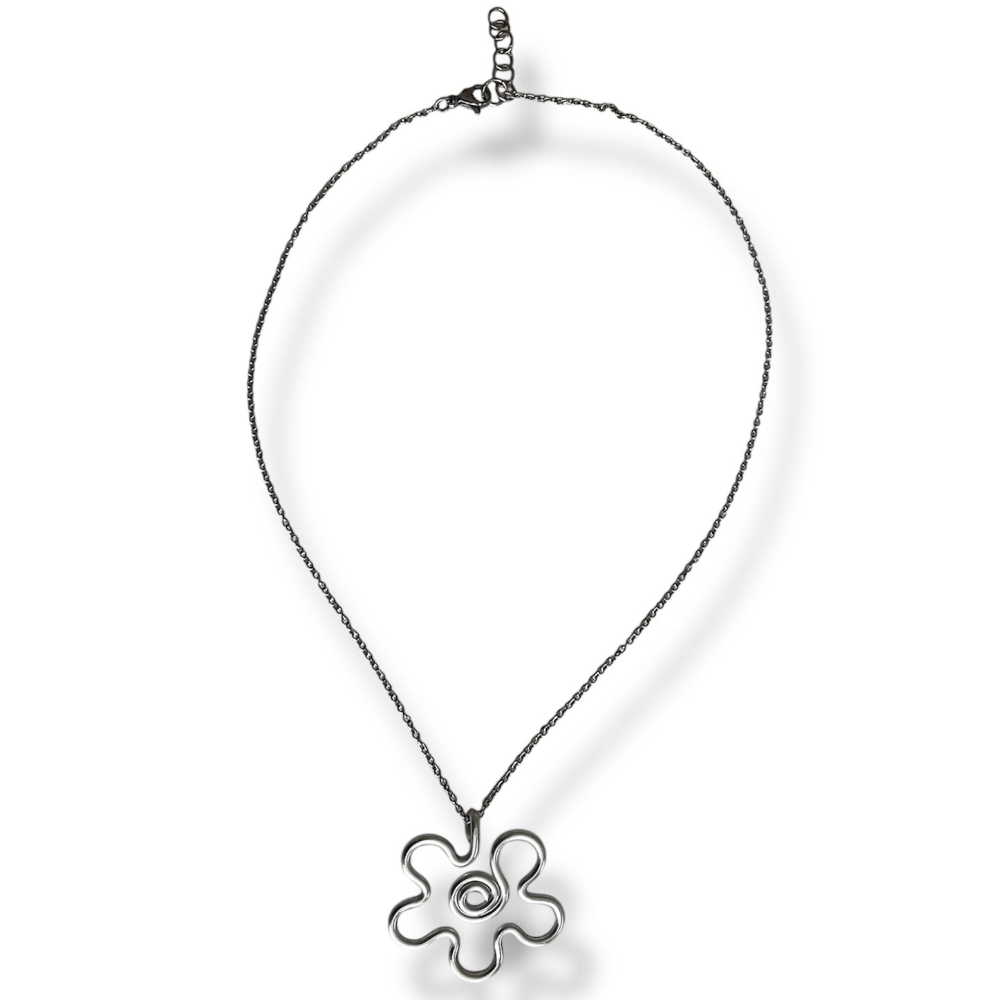 Halsband, Retro-blomma - Silver