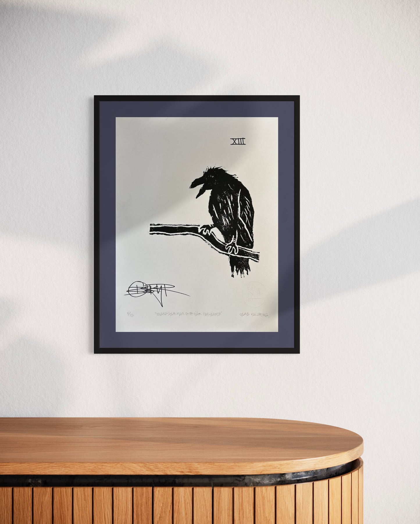 BLACK RAVEN Linolium Print