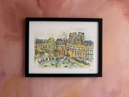 Sitting in a park of Paris - Frenche Print