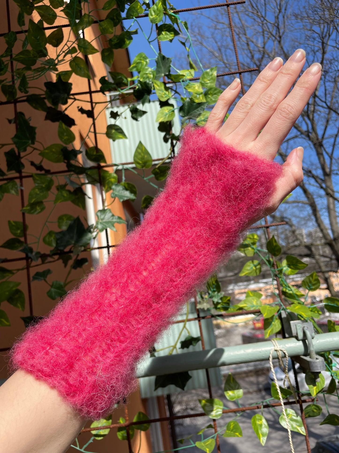 Wrist warmers - Pink & Red (long)