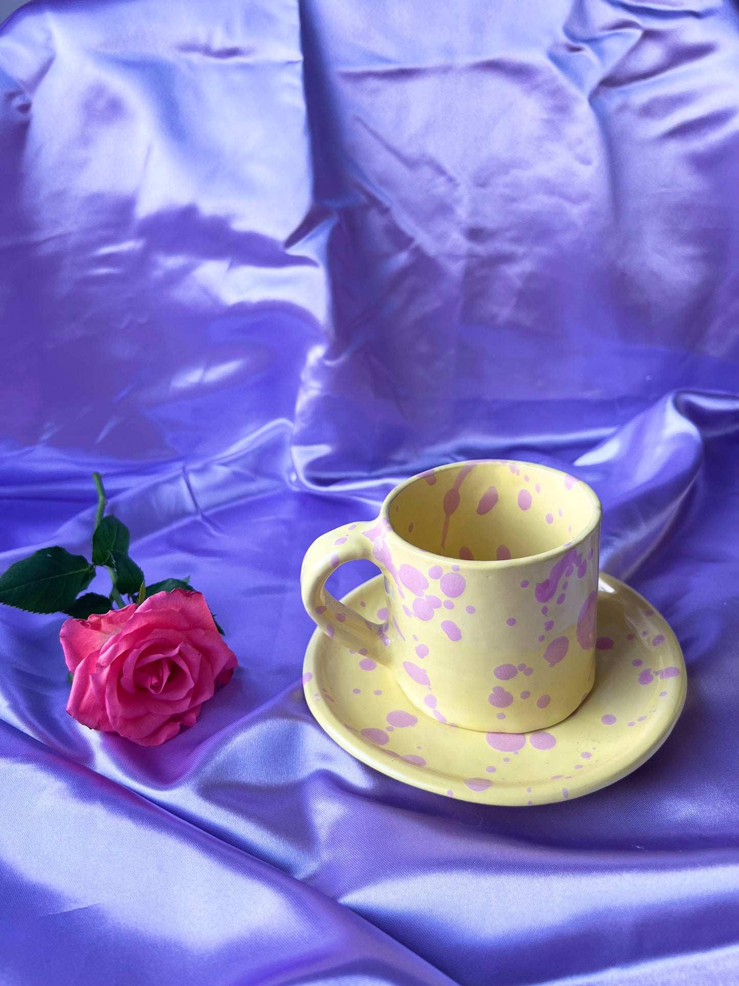 Cup & plate (SET) - Yellow & Pink