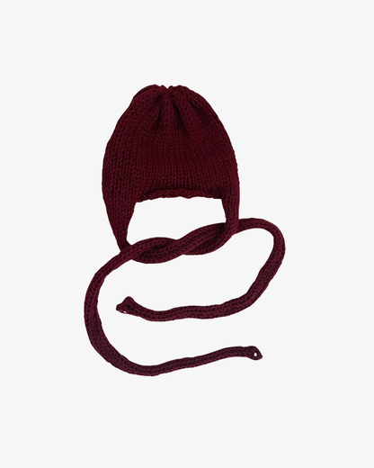 Stickad Bonnet - Maroon