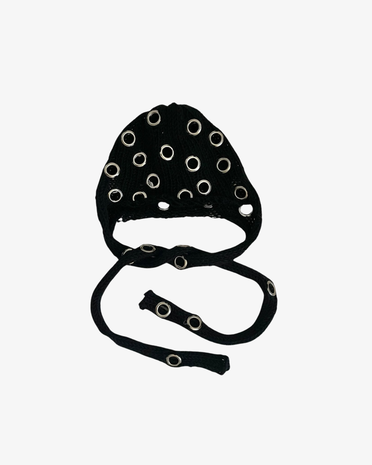 Stickad Eyelet Bonnet - Svart
