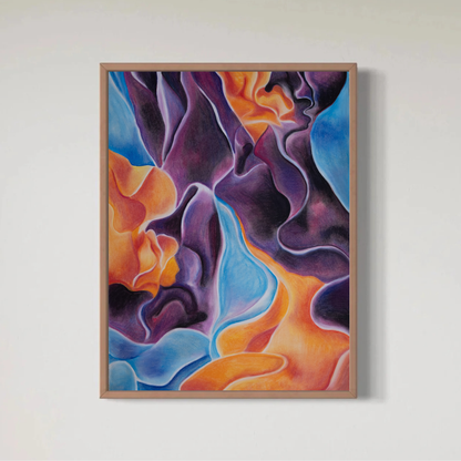 Seaweed purple orange and blue Print