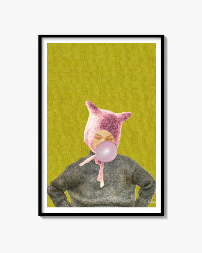 Yellow bubblegum Girl Poster