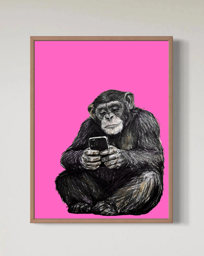 Scroll Ape – Rosa Upplaga – Begränsad Fine Art Print