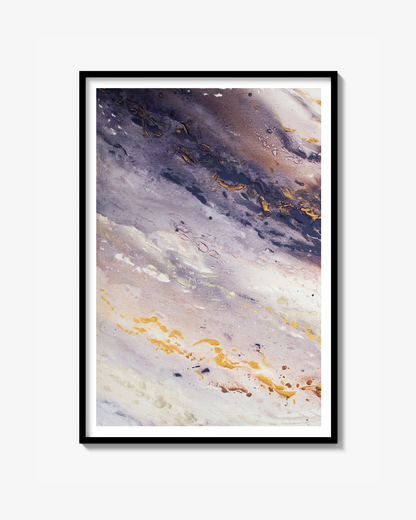 Marble Wave Piece 1 Fine Art Print Abstrakt Havsvåg Blå Guld - Marble Wave Piece 1 | Museumskvalitet