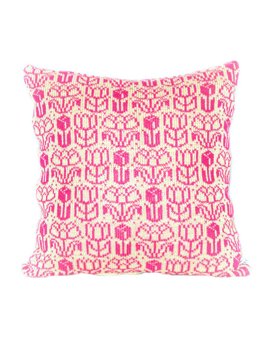 Tulip - Stickat Linne Kuddfodral Rosa & Linne