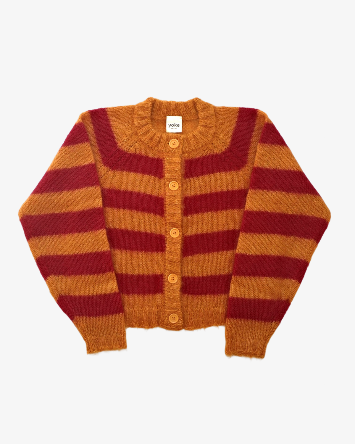 Orange & Röd Borstat mohair Ränder Cara Kofta