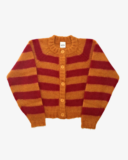 Orange & Röd Borstat mohair Ränder Cara Kofta