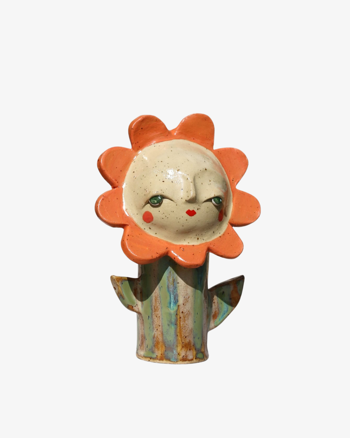 Petal Face Randig Skulptur - Prickigt Stengods