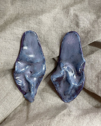 Pleated purple earrings