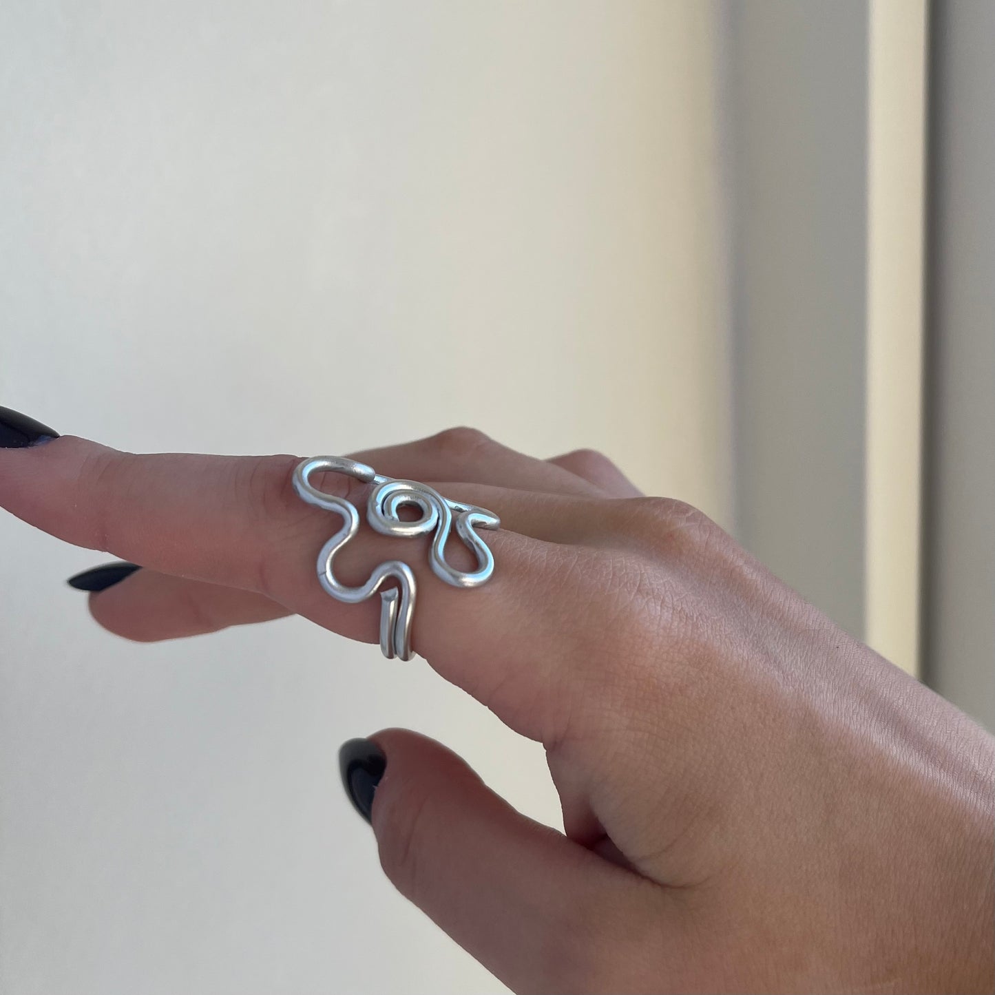 Ring, Retro-blomma - Silver