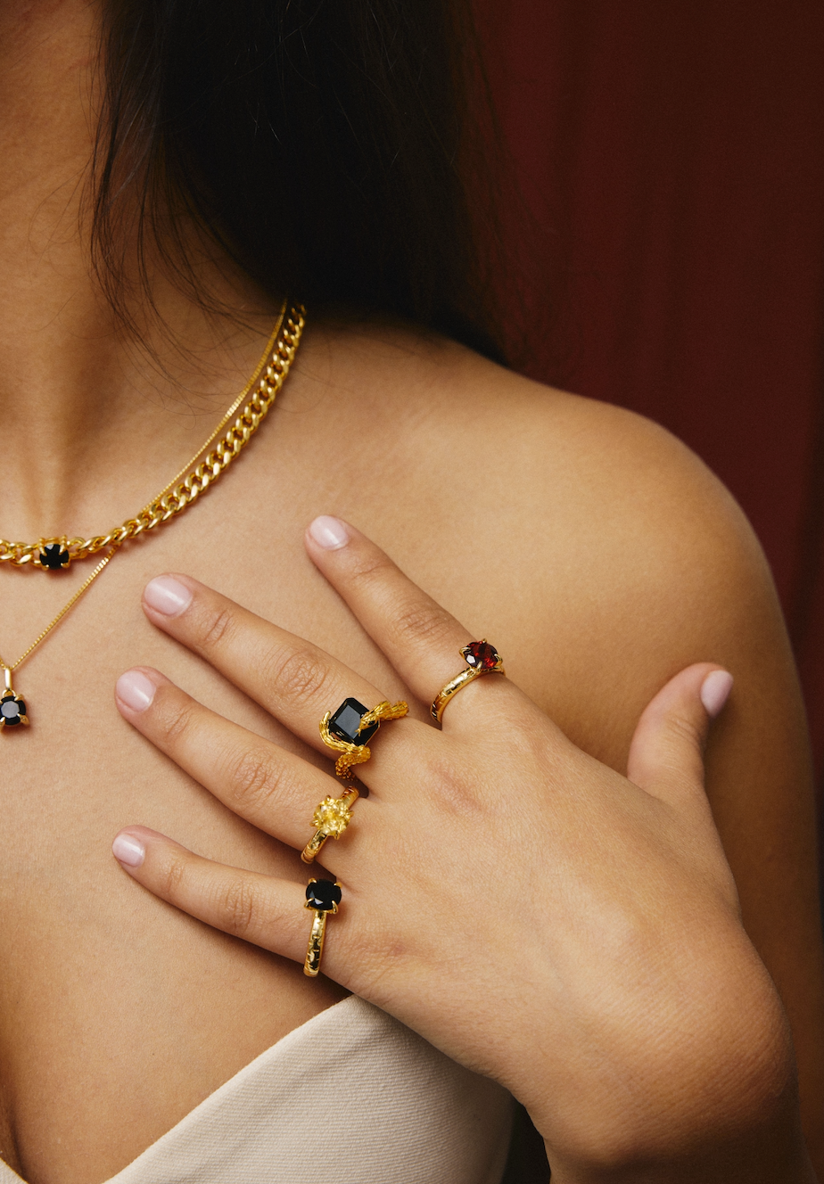 Léclaw Ring Gold Black Agate