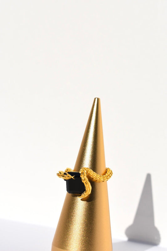 Ormring Guld Svart Agat