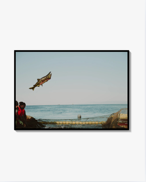 "Fishermen on the dispute island of Iturup in the Pacific Ocean" Poster