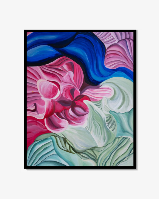 Seaweed flower Rosa Grön och Blå Print