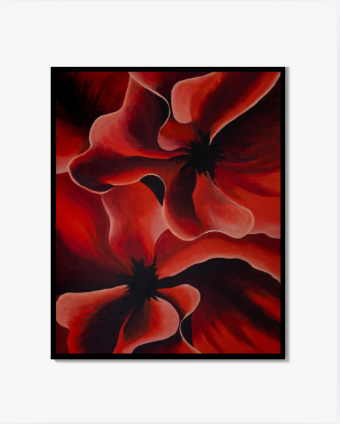 Blomma röd och Burgundy Print