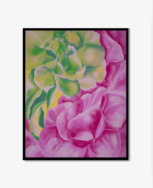 Blomma grön och orange Print