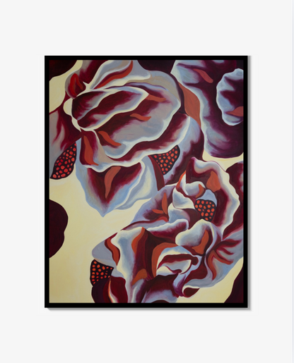 Blomma orange gul och Burgundy Print