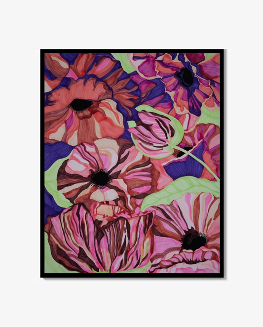 Vallmoblommor Rosa Print