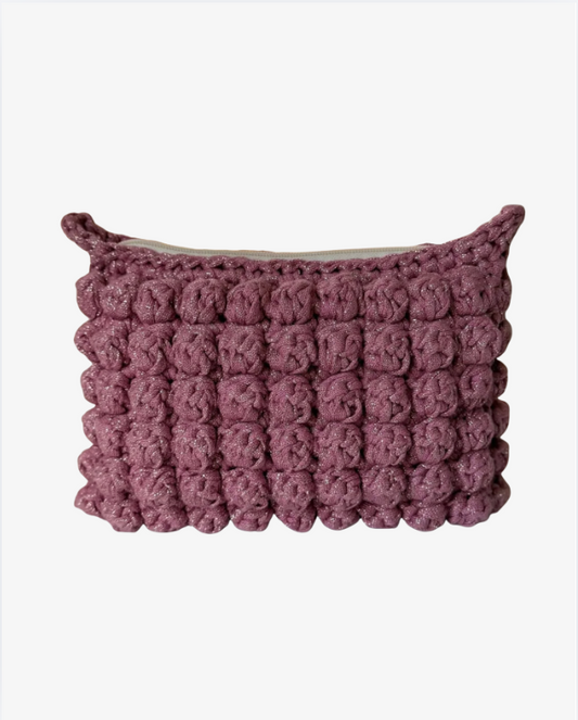 Virkad Bubbliga Väska - glitter mauve