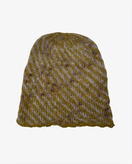 Sneda linjer Mössa (grön/beige)