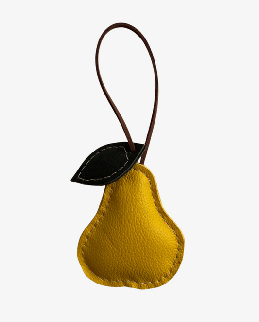 Nyckelring, väskberlock päron i italienskt läder