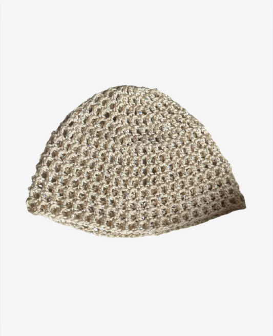Glitter mesh mössa - Creme