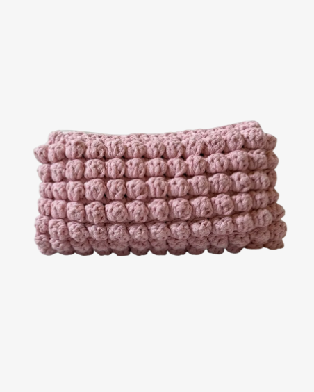 Virkad bubbliga necessär, rosa - stor