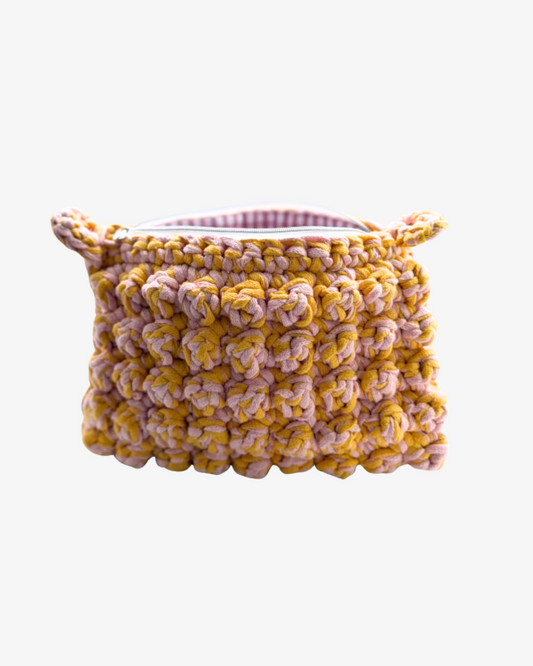 Virkad Bubbliga Necessär, gul/Rosa - liten