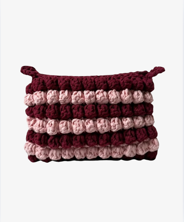 Virkad bubblig necessär, röd/Rosa - Mellan storlek