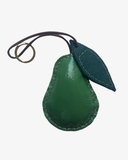 Nyckelring, väskberlock päron i italienskt läder
