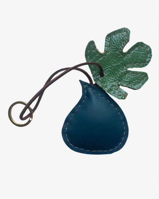 Nyckelring, väskberlock fig i italienskt läder