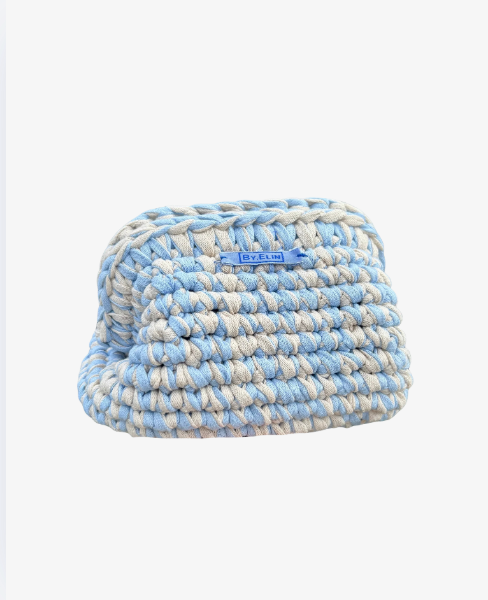 AGNES clutch - Mellan - Ljusblå/ecru