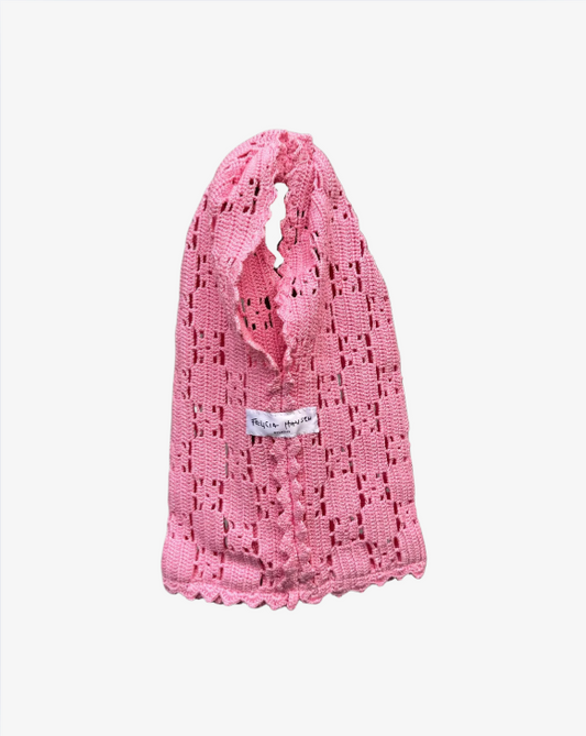 Liten Virkad Tote Väska - Rosa