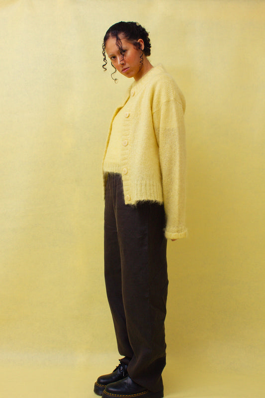 Yellow Brushed Mohair & Silk Cardigan