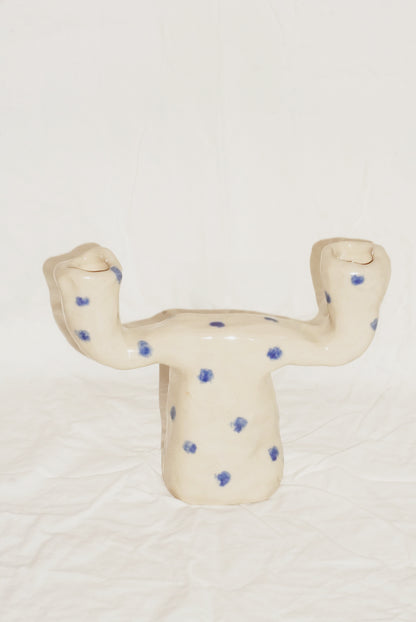 CHUNKY CANDLE HOLDER BLUE DOT