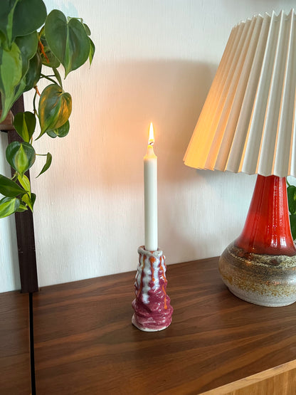 Red & white candle holder