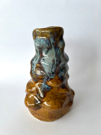 Brown and blue candle holder
